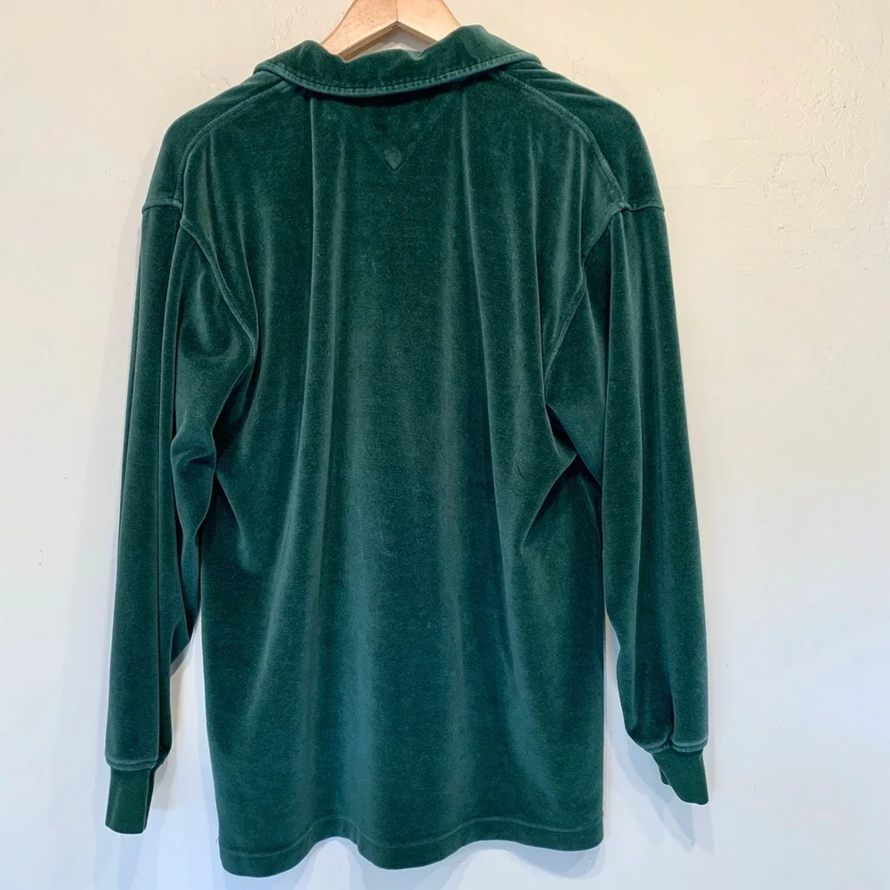 Tommy Hilfiger Throwback 90's Crest Capsule Embroidered Velour Neck Zip Sweater